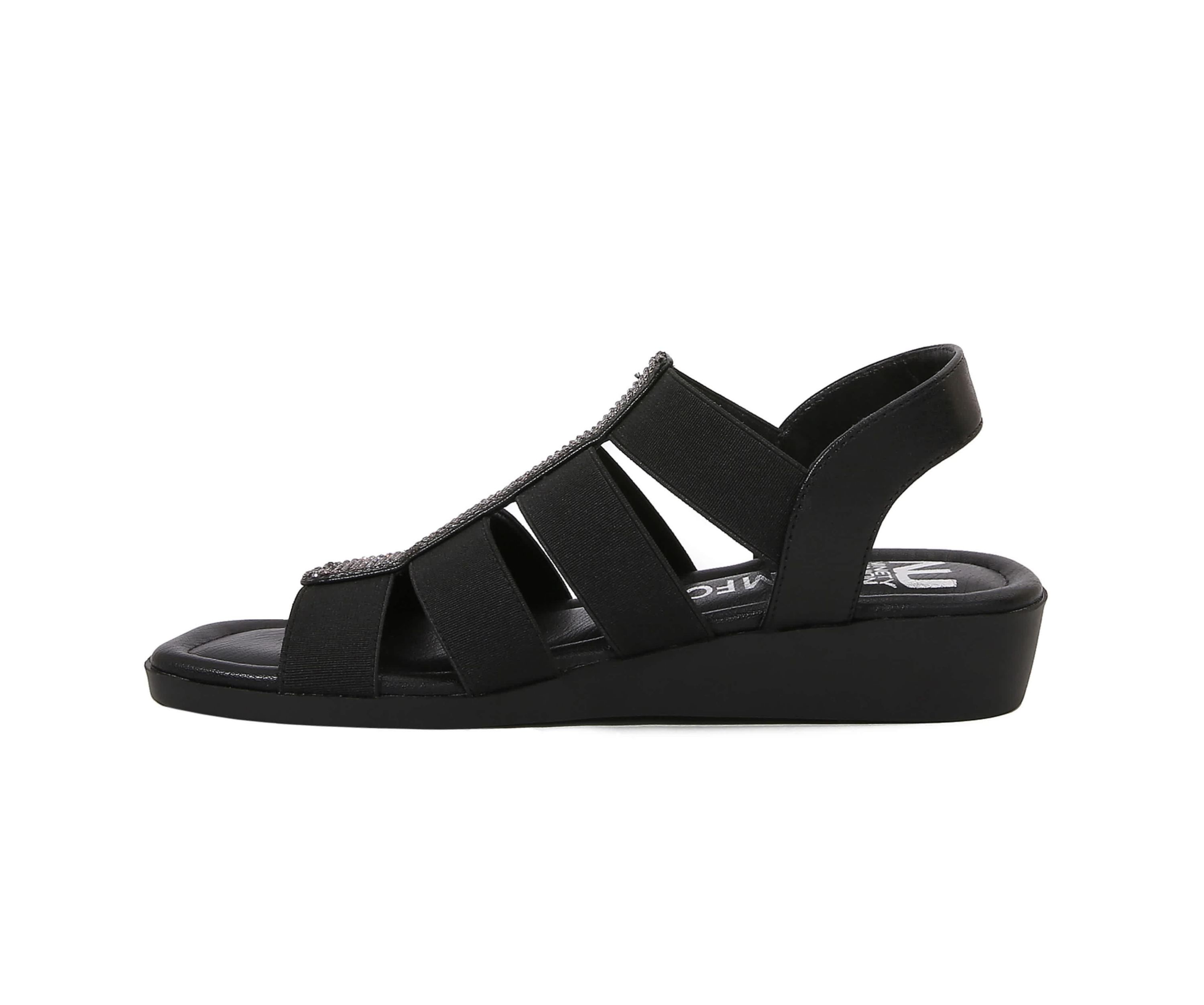 Sunset, Elastic Straps Low Wedge Sandal