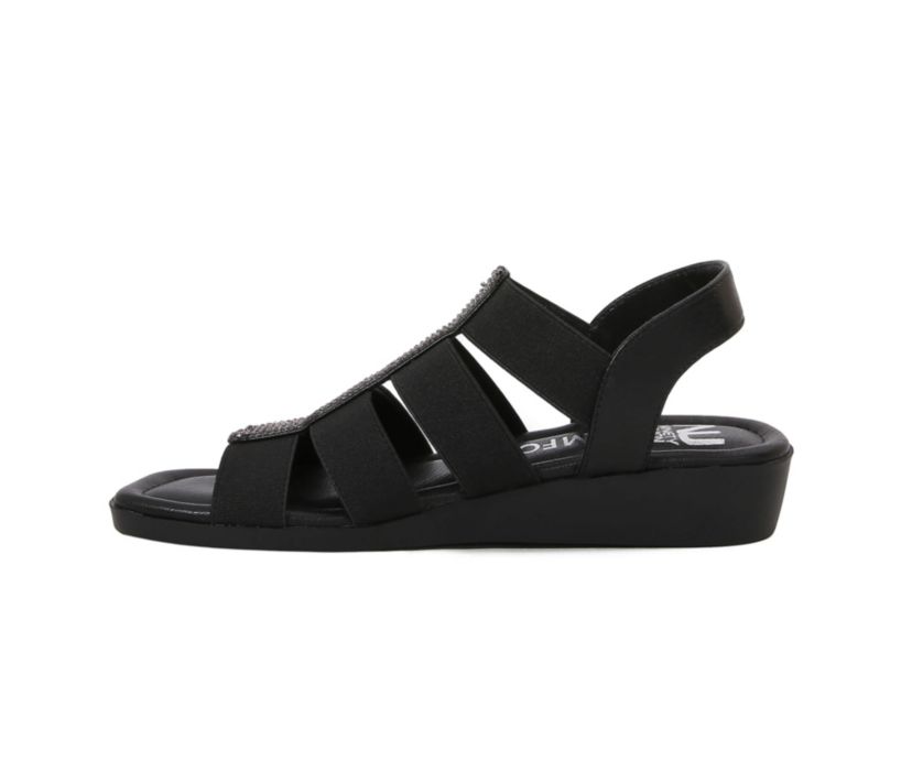 Sunset, Elastic Straps Low Wedge Sandal