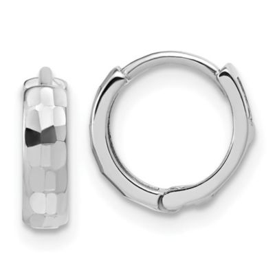 Belk & Co 14K Gold Polished and Diamond-cut Huggie Hoop Earrings, White