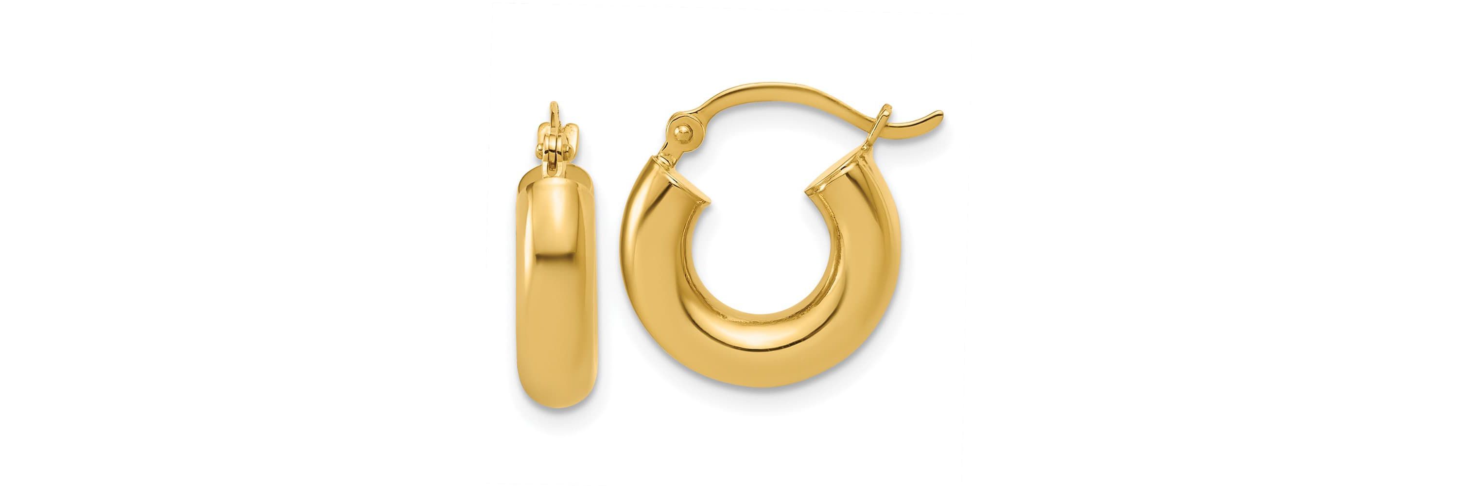 14K Gold Polished 4mm x 15mm Lightweight Tube Earrings