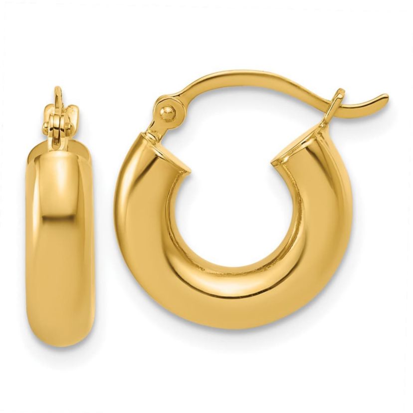 14K Gold Polished 4mm x 15mm Lightweight Tube Earrings