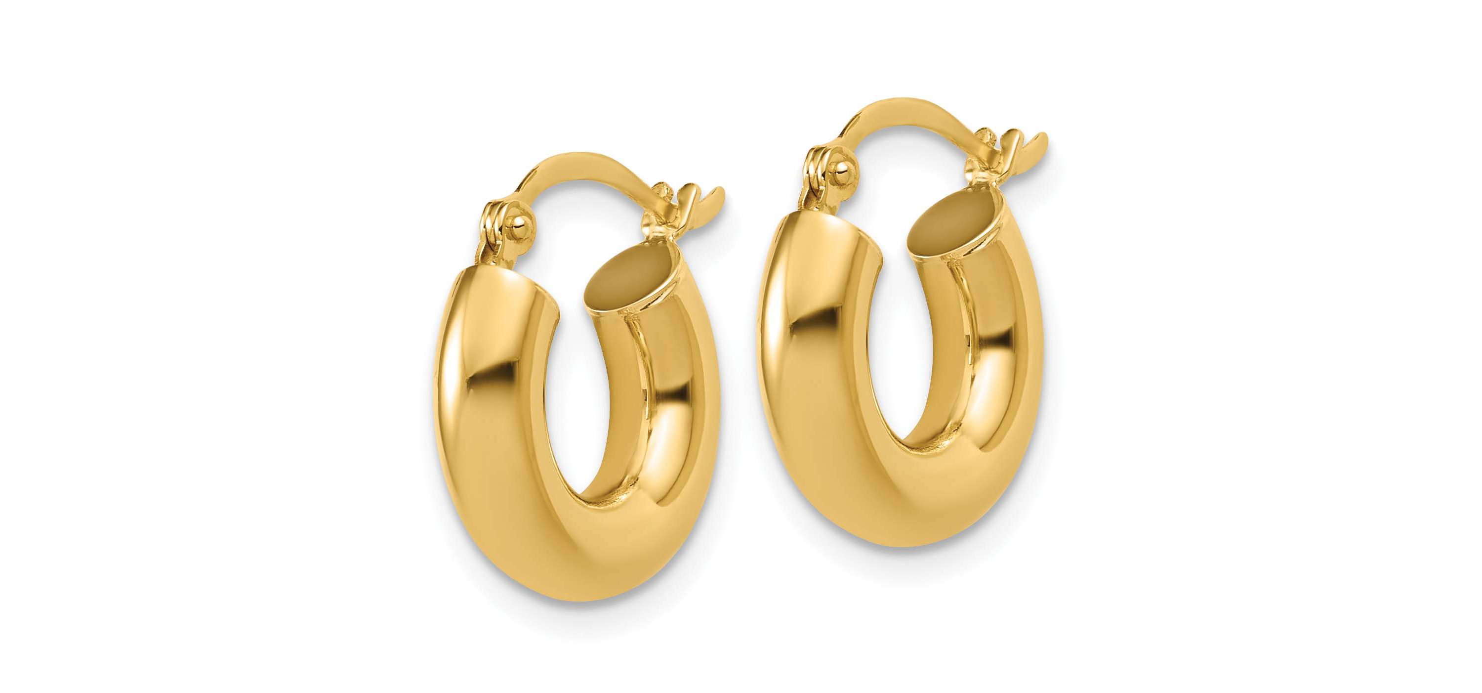 14K Gold Polished 4mm x 15mm Lightweight Tube Earrings