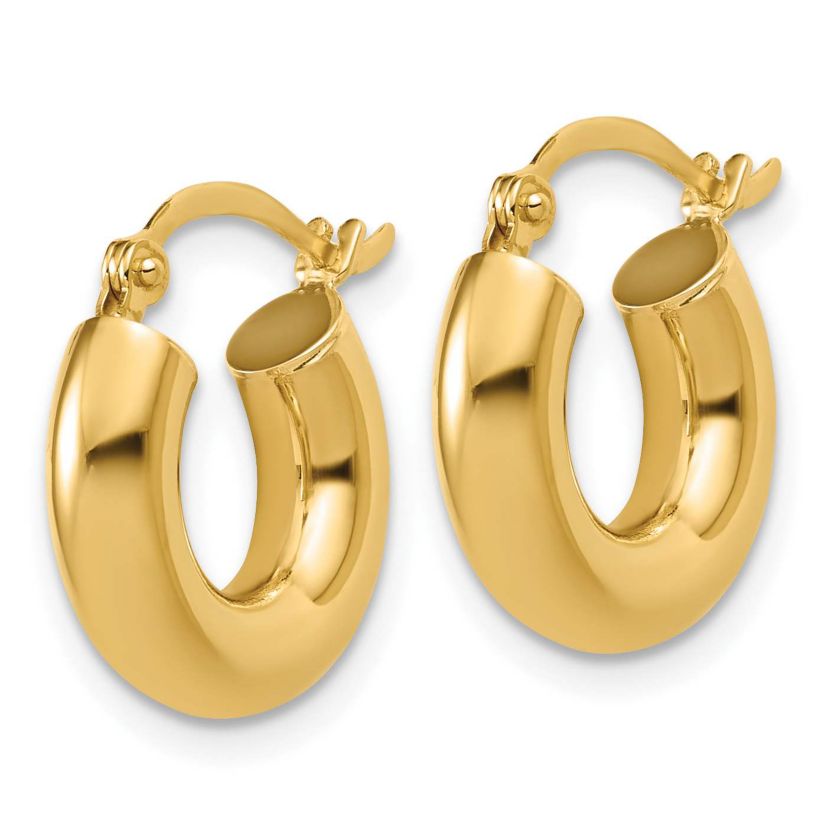 14K Gold Polished 4mm x 15mm Lightweight Tube Earrings