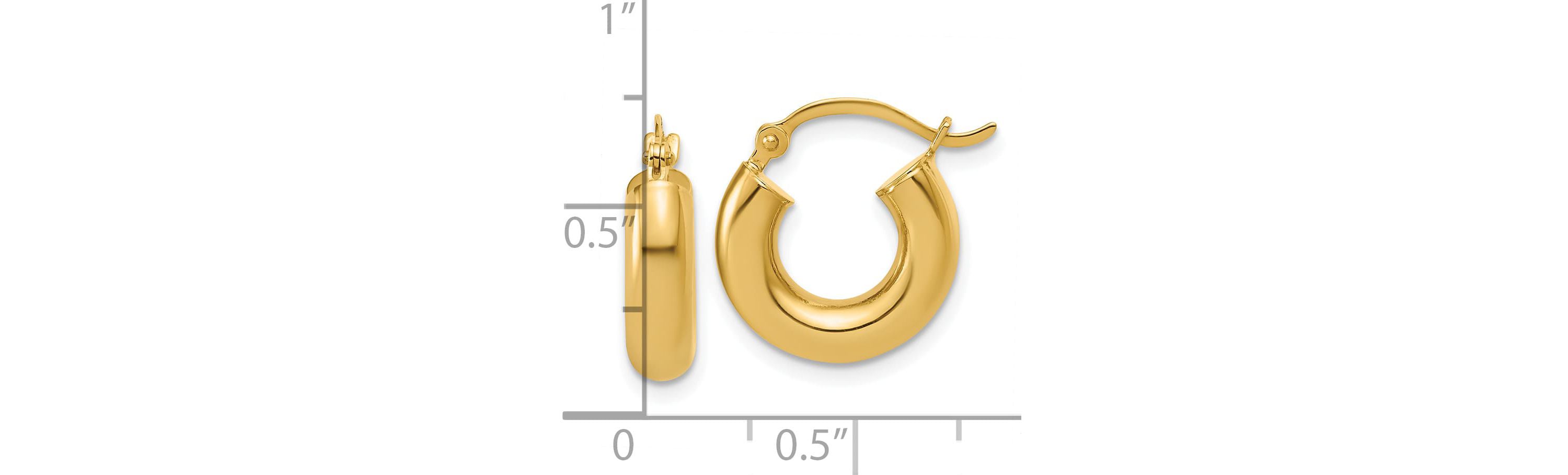 14K Gold Polished 4mm x 15mm Lightweight Tube Earrings