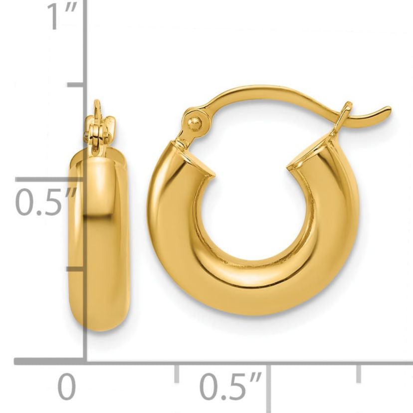 14K Gold Polished 4mm x 15mm Lightweight Tube Earrings