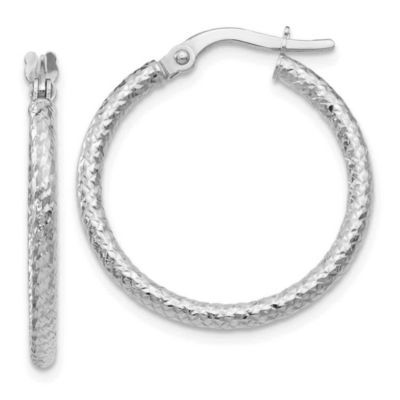 Belk & Co 14K Gold Polished and Textured Hinged Hoop Earrings