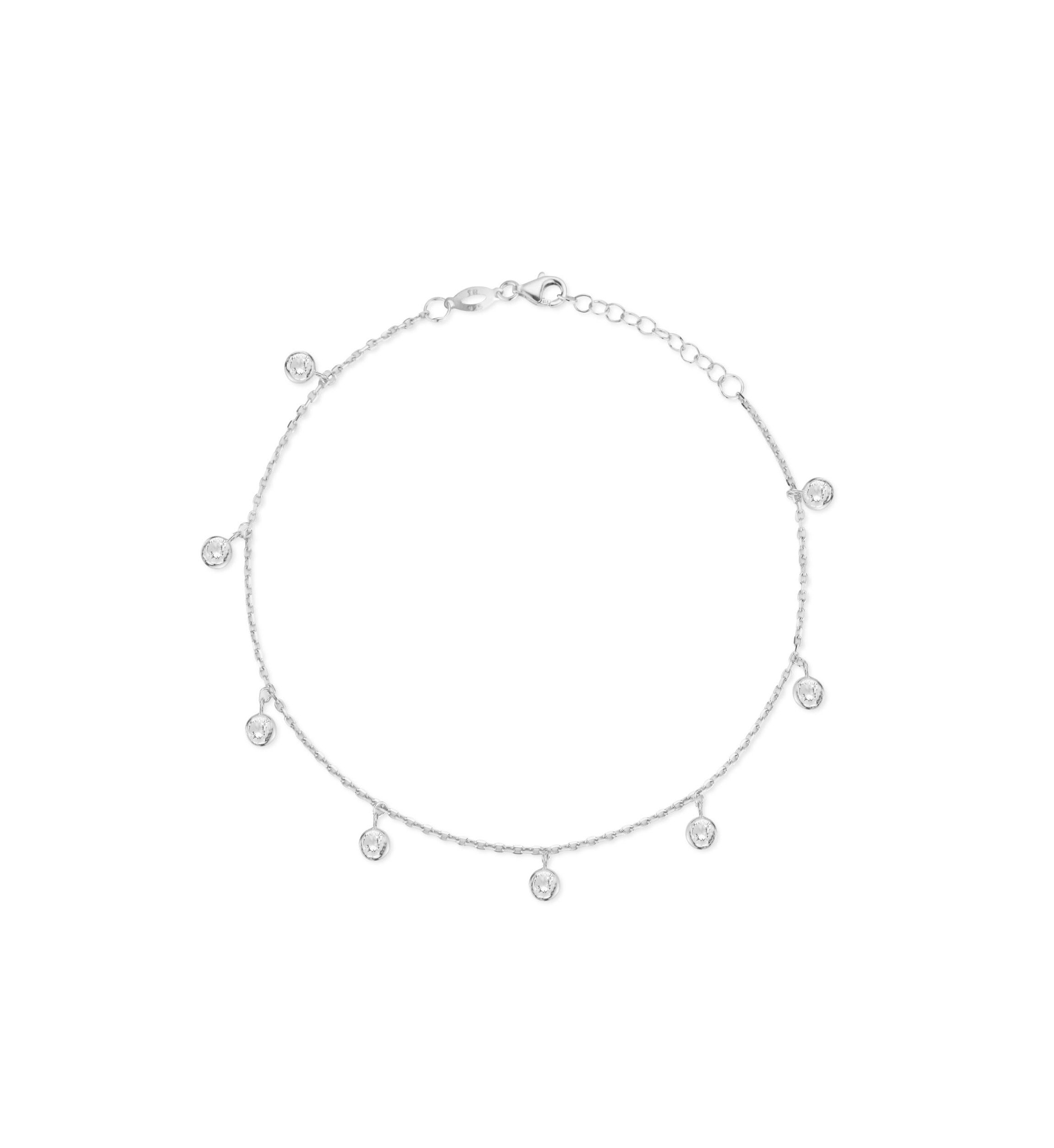 Sterling Silver Cubic Zirconia Charm Anklet