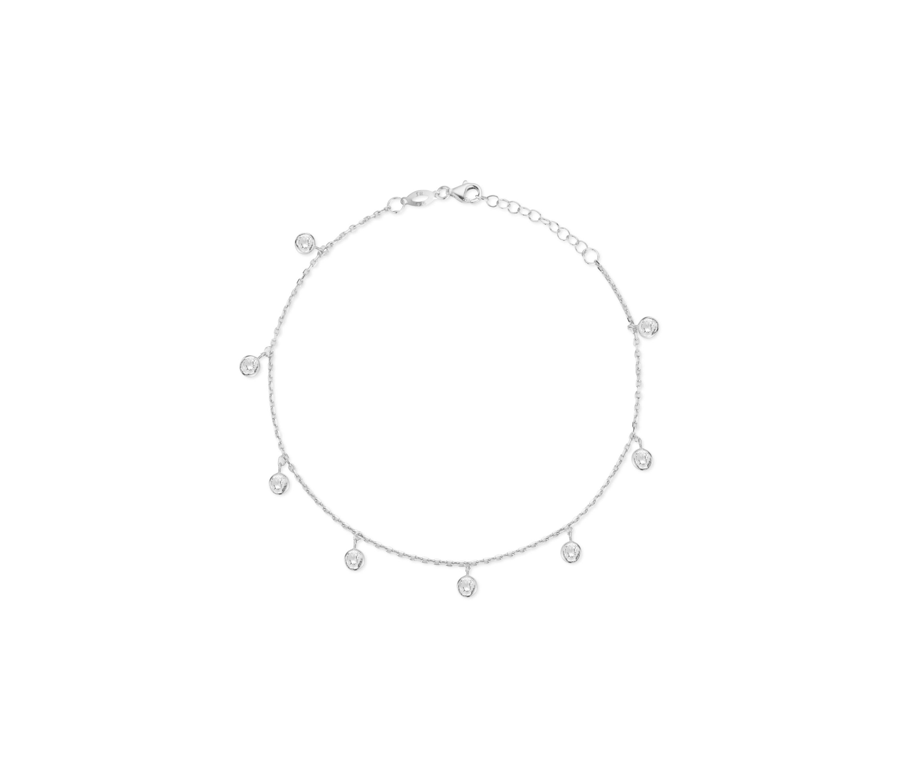 Sterling Silver Cubic Zirconia Charm Anklet