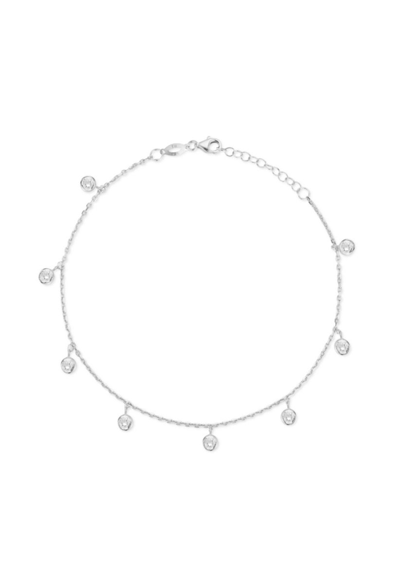 Sterling Silver Cubic Zirconia Charm Anklet