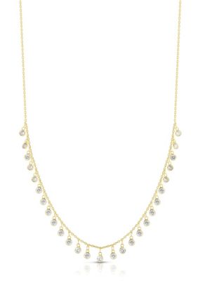 Sphera Milano Sterling Silver Cubic Zirconia Bezel Charm Necklace