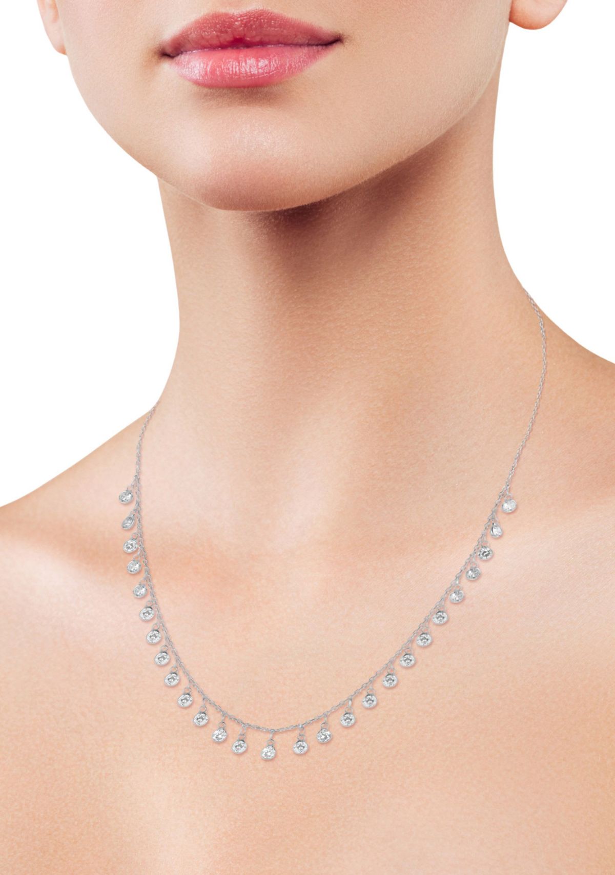 Sterling Silver Cubic Zirconia Bezel Charm Necklace