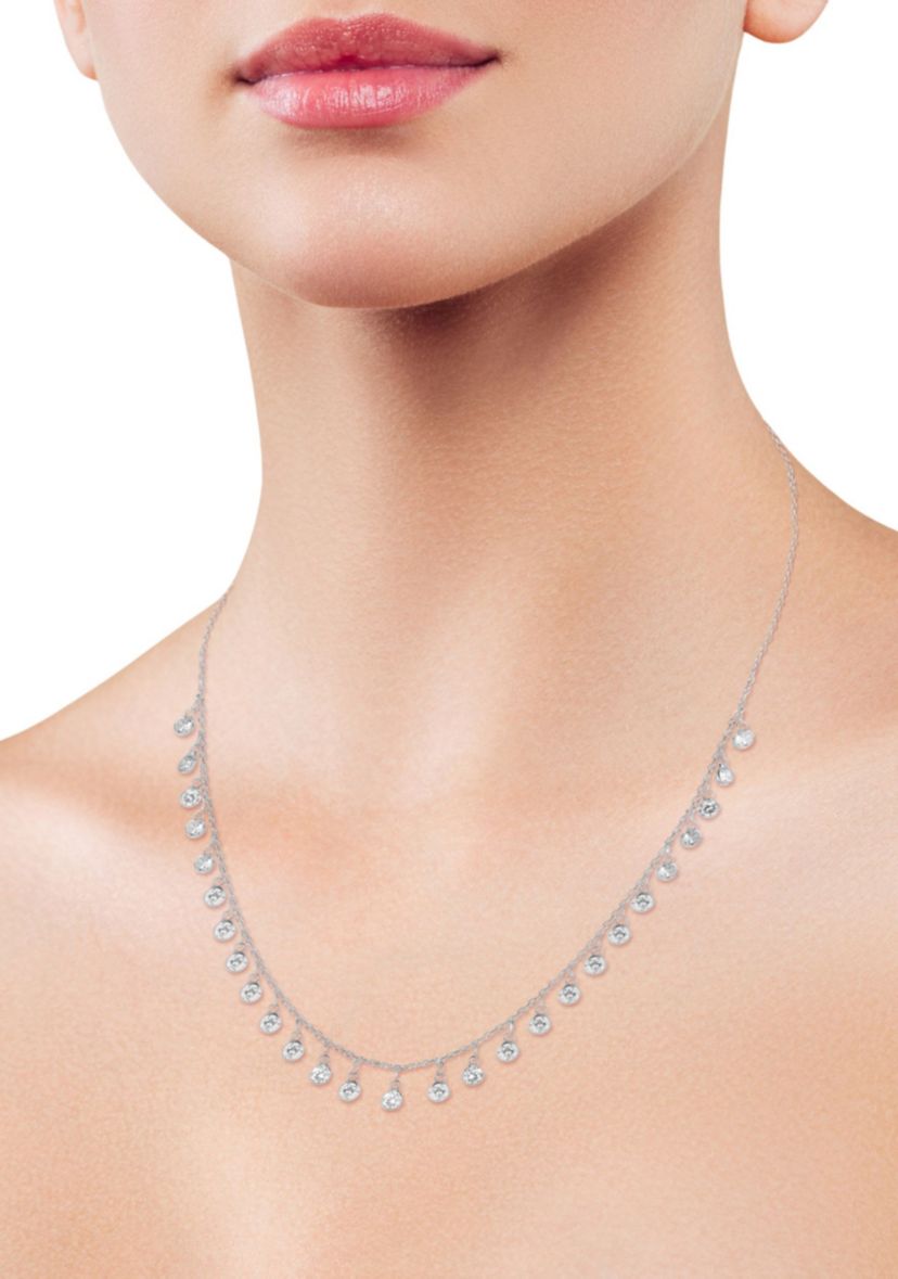 Sterling Silver Cubic Zirconia Bezel Charm Necklace