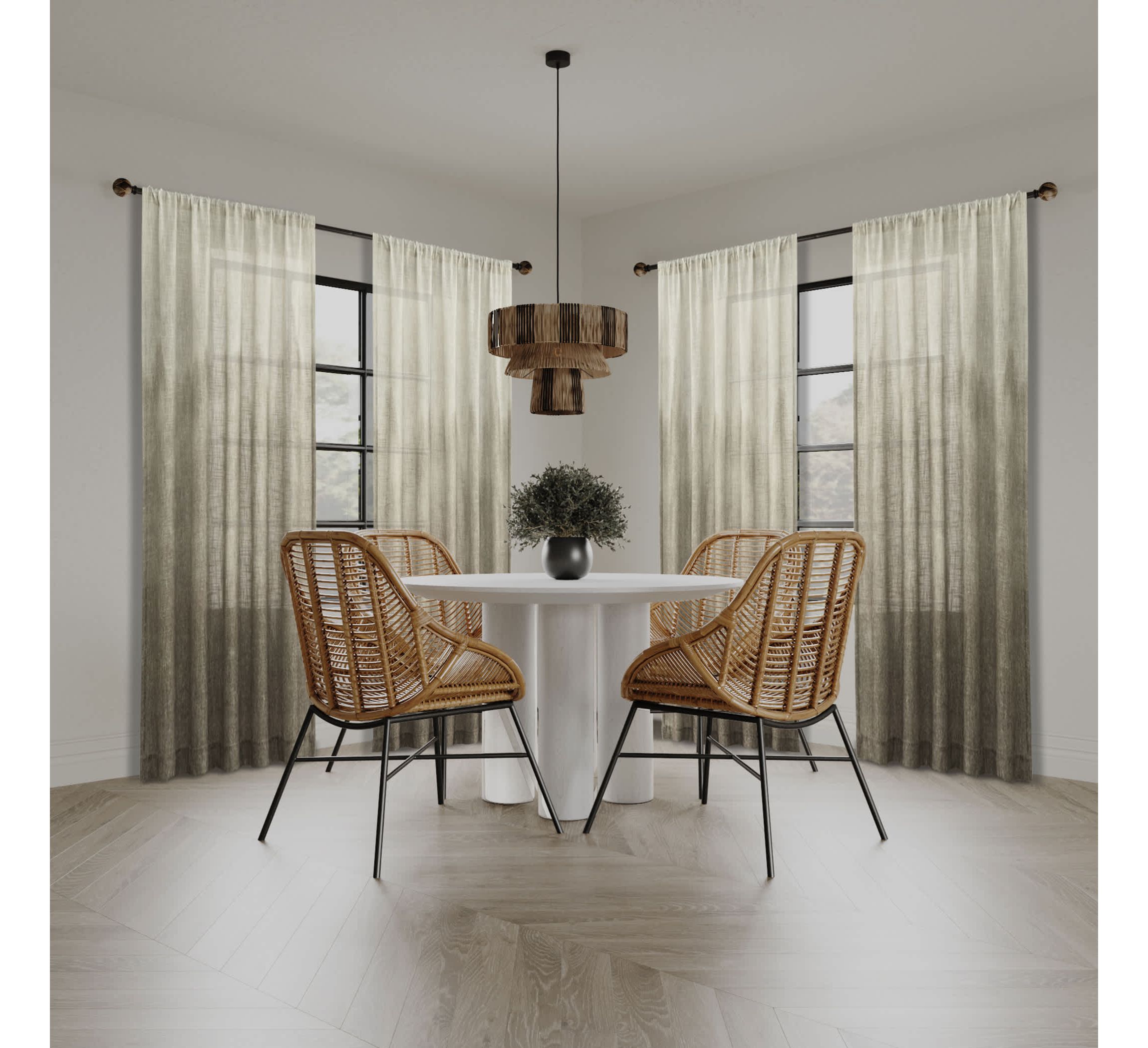 Correo Gradient Ombre Semi-Sheer Rod Pocket Curtain Panel