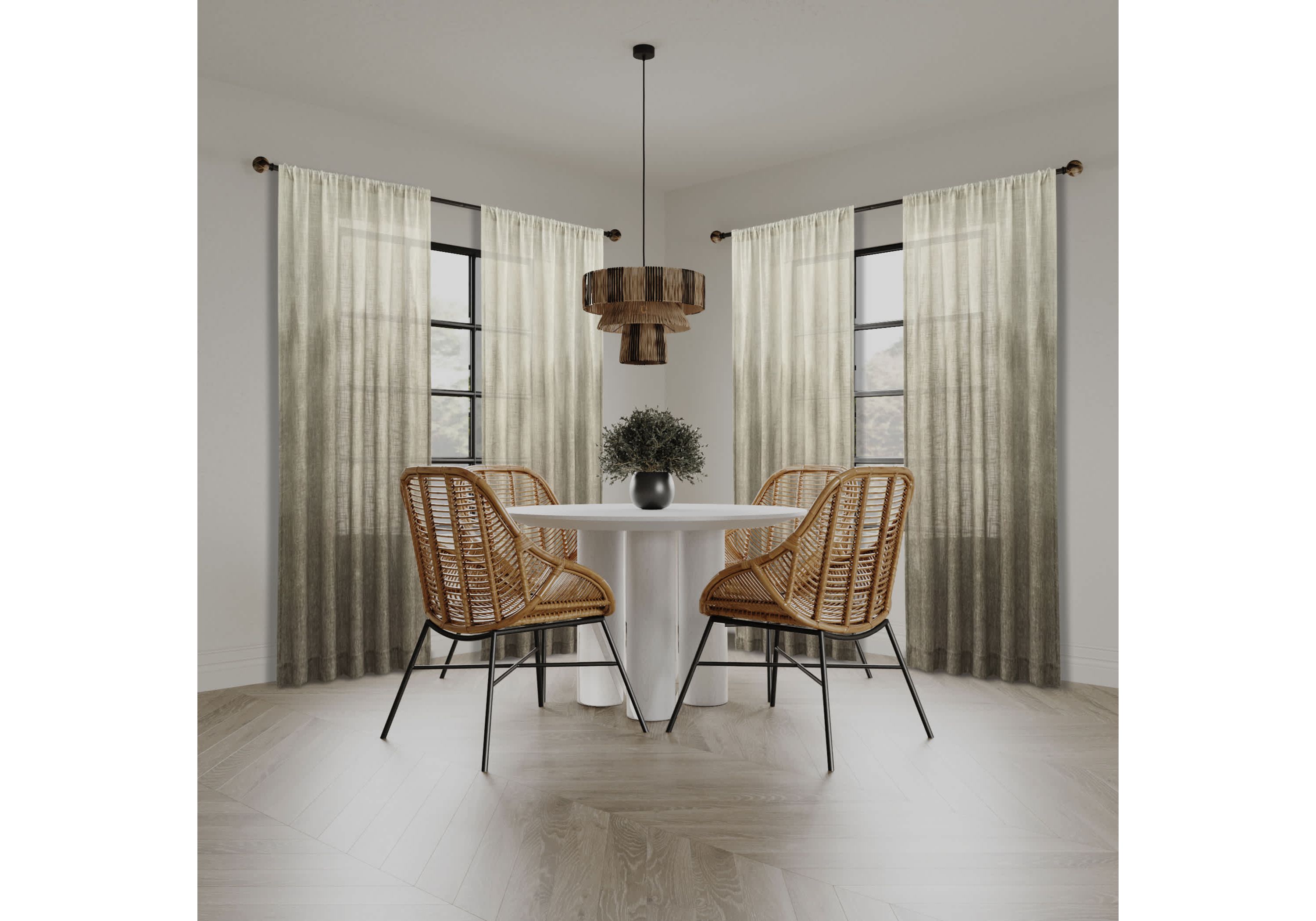Correo Gradient Ombre Semi-Sheer Rod Pocket Curtain Panel