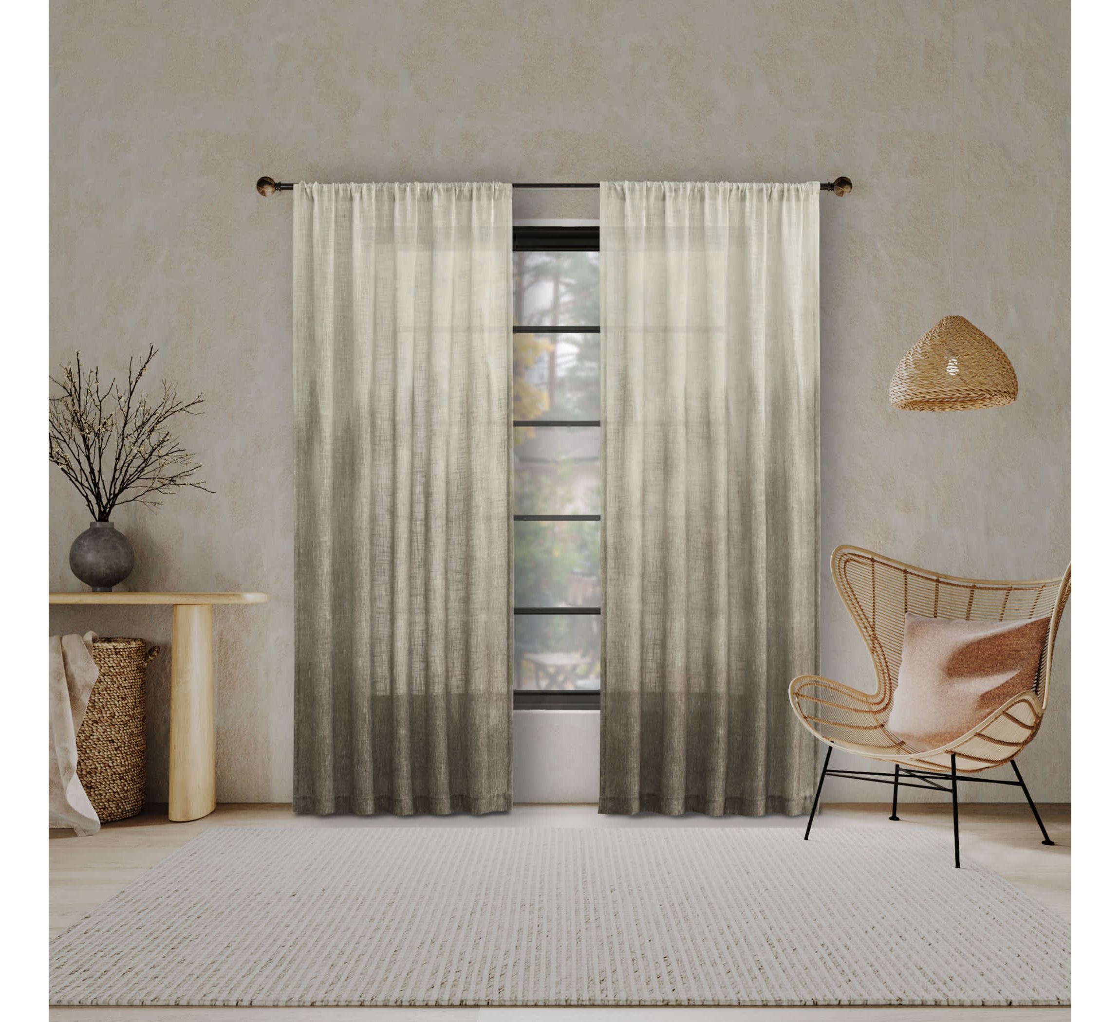 Correo Gradient Ombre Semi-Sheer Rod Pocket Curtain Panel