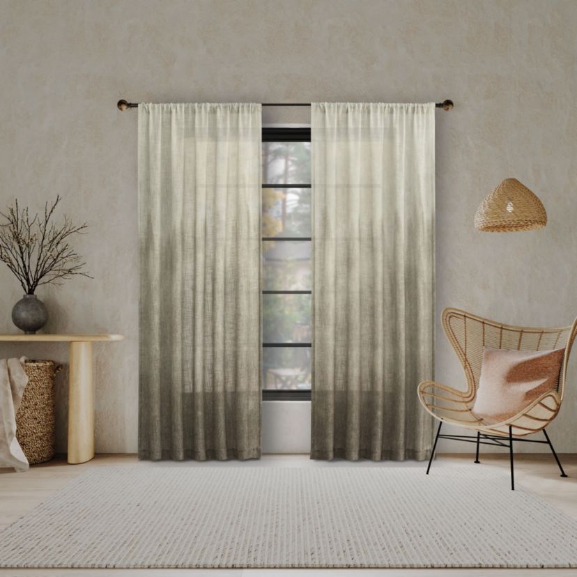 Correo Gradient Ombre Semi-Sheer Rod Pocket Curtain Panel