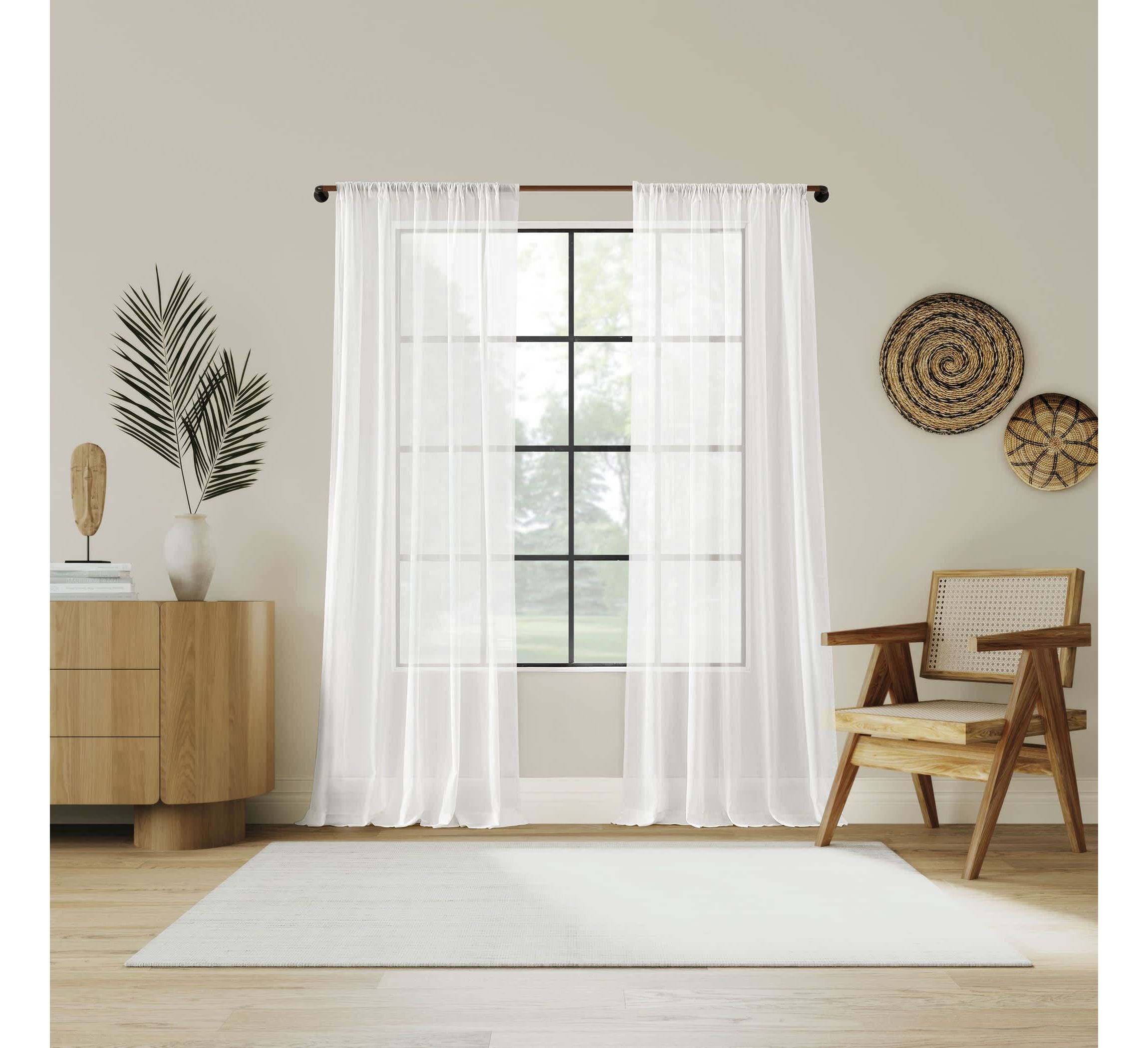 Nahla 100% Cotton Sheer Rod Pocket Curtain Panel