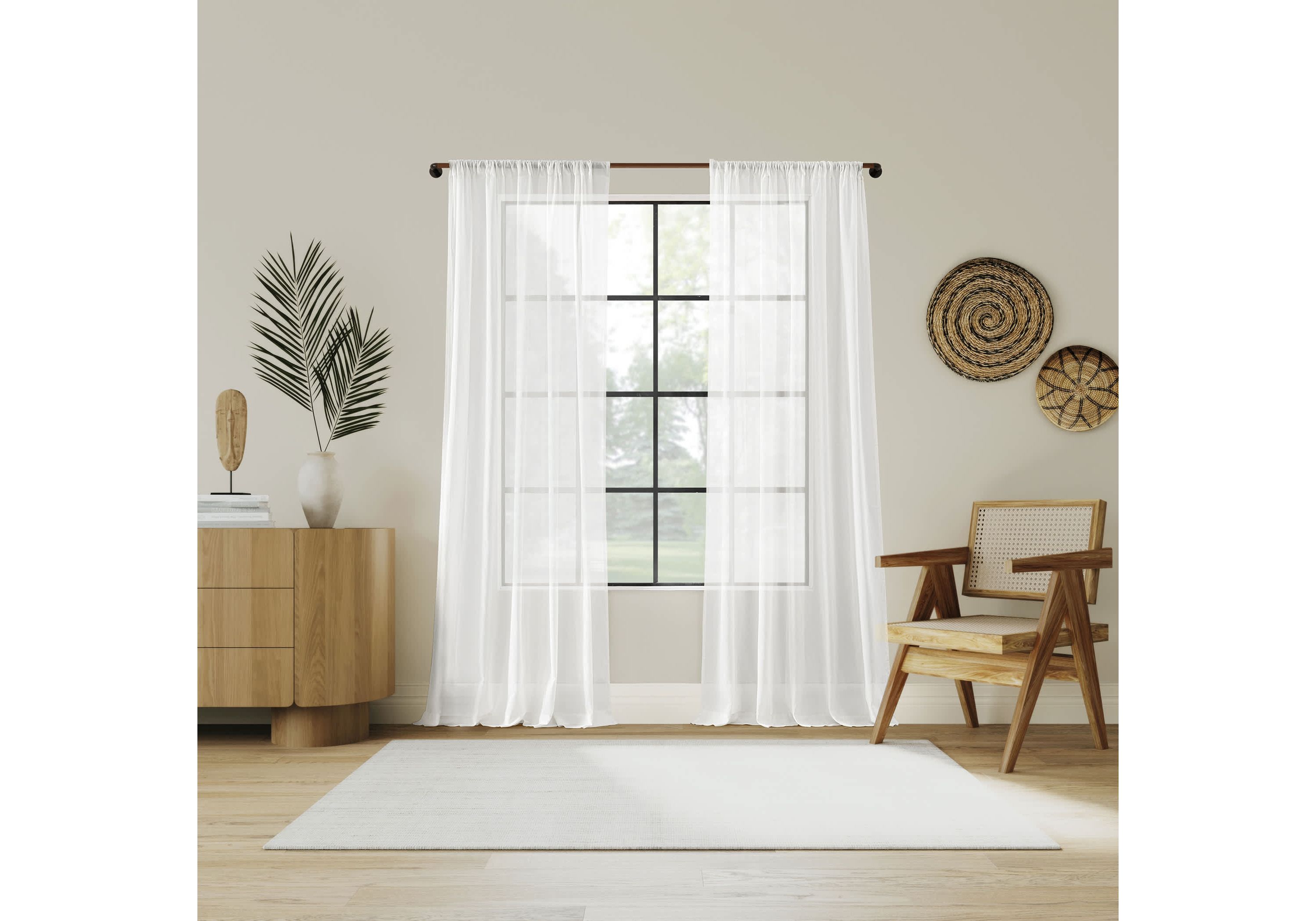 Nahla 100% Cotton Sheer Rod Pocket Curtain Panel