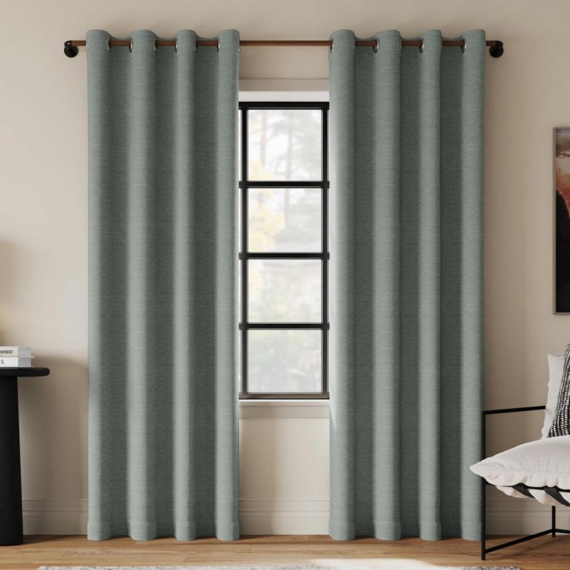 Sarasi Contrast Tweed Magnetic Closure 100% Blackout Grommet Curtain Panel