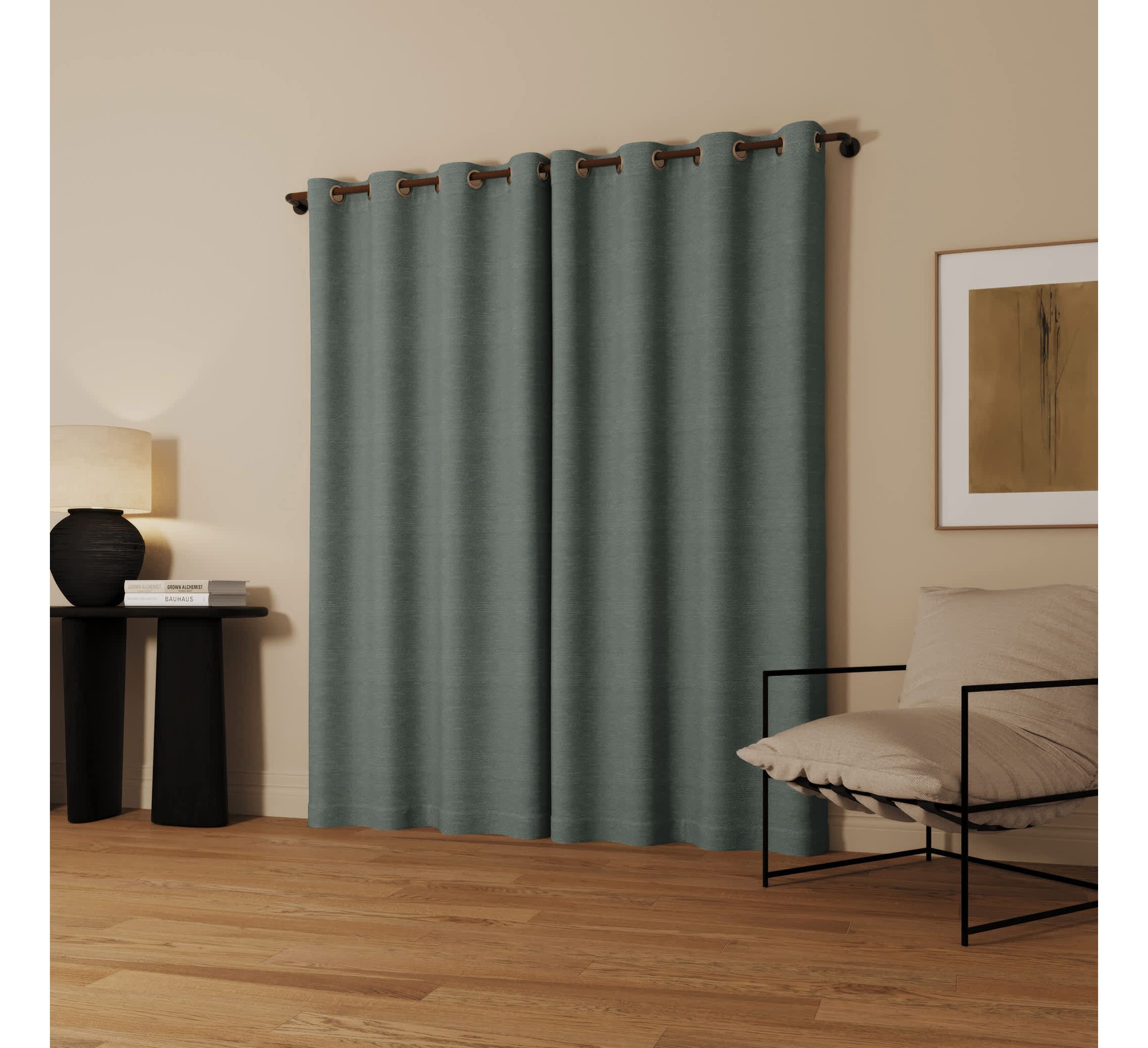 Sarasi Contrast Tweed Magnetic Closure 100% Blackout Grommet Curtain Panel