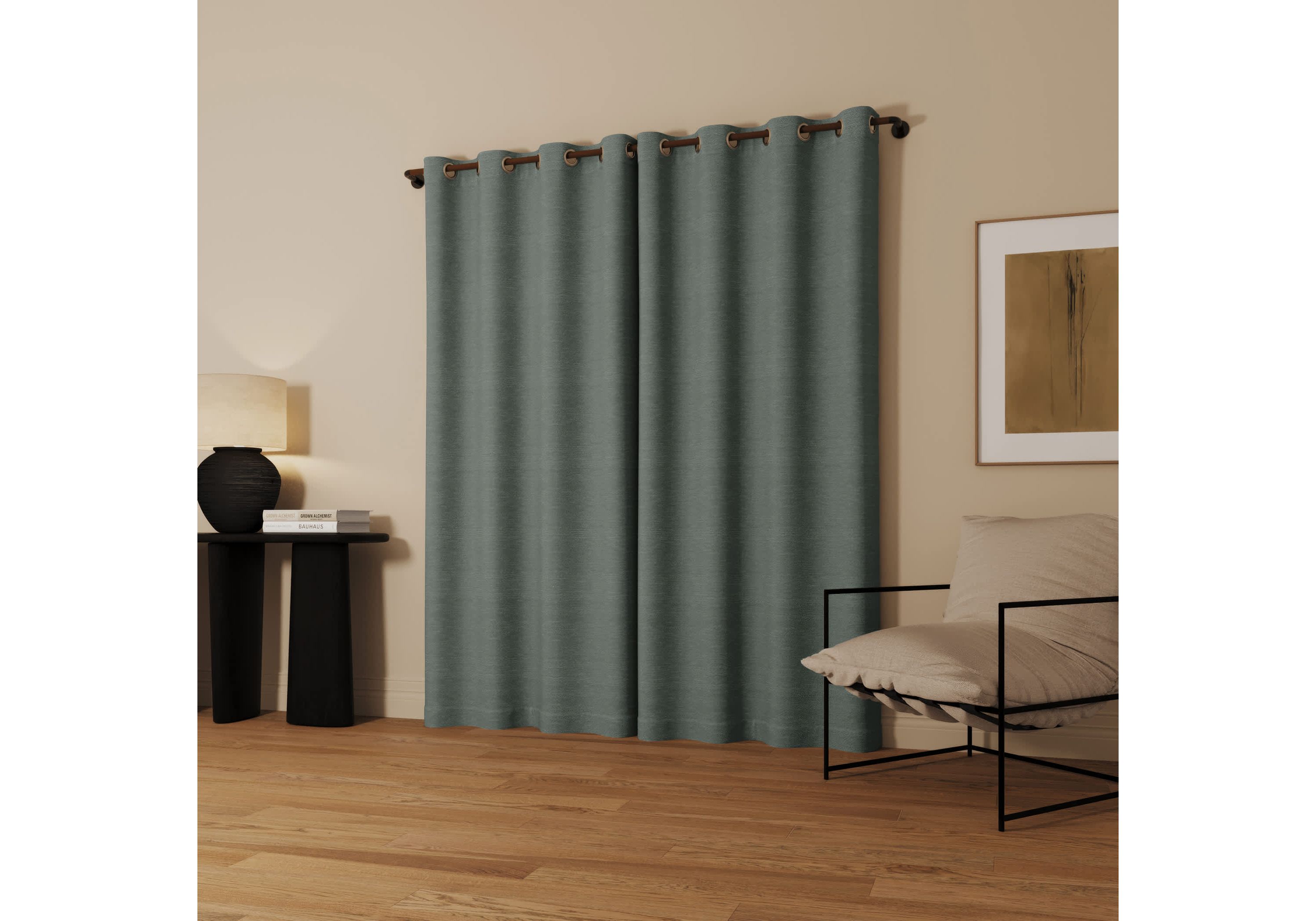 Sarasi Contrast Tweed Magnetic Closure 100% Blackout Grommet Curtain Panel
