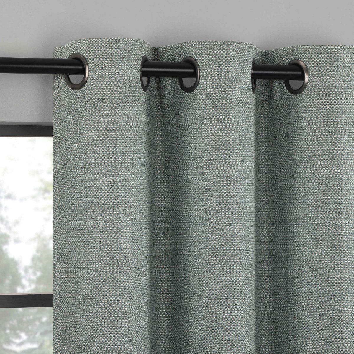 Sarasi Contrast Tweed Magnetic Closure 100% Blackout Grommet Curtain Panel
