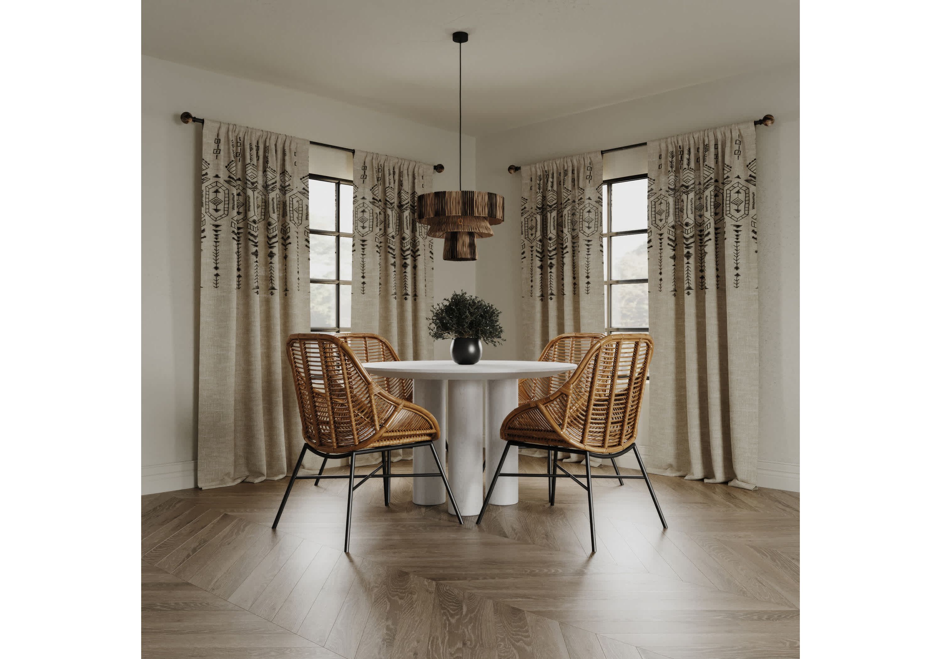 Palo Global Embroidery Semi-Sheer Rod Pocket Curtain Panel
