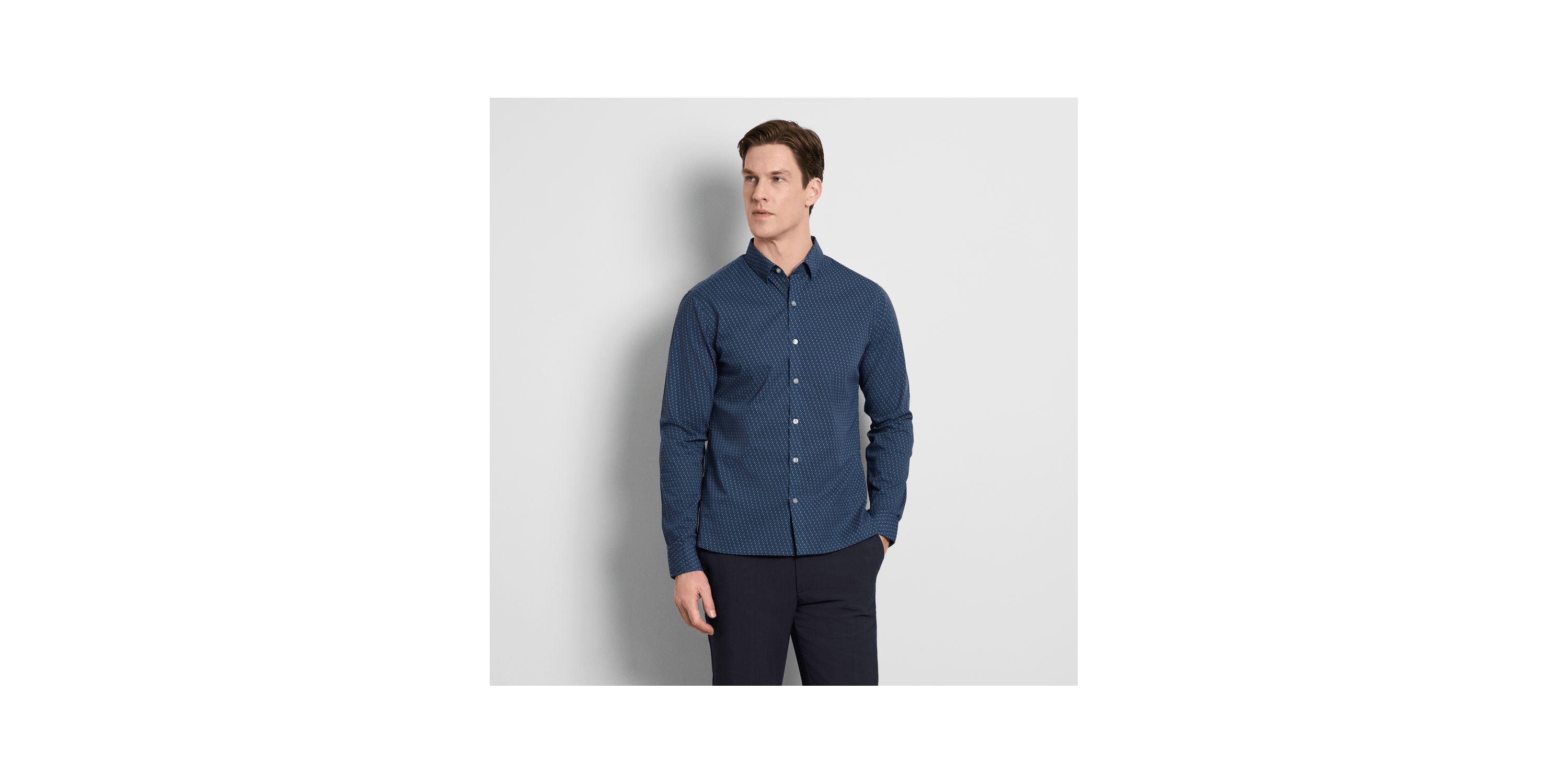 Cronbie Long Sleeve Stainshield  Hbone Shirt