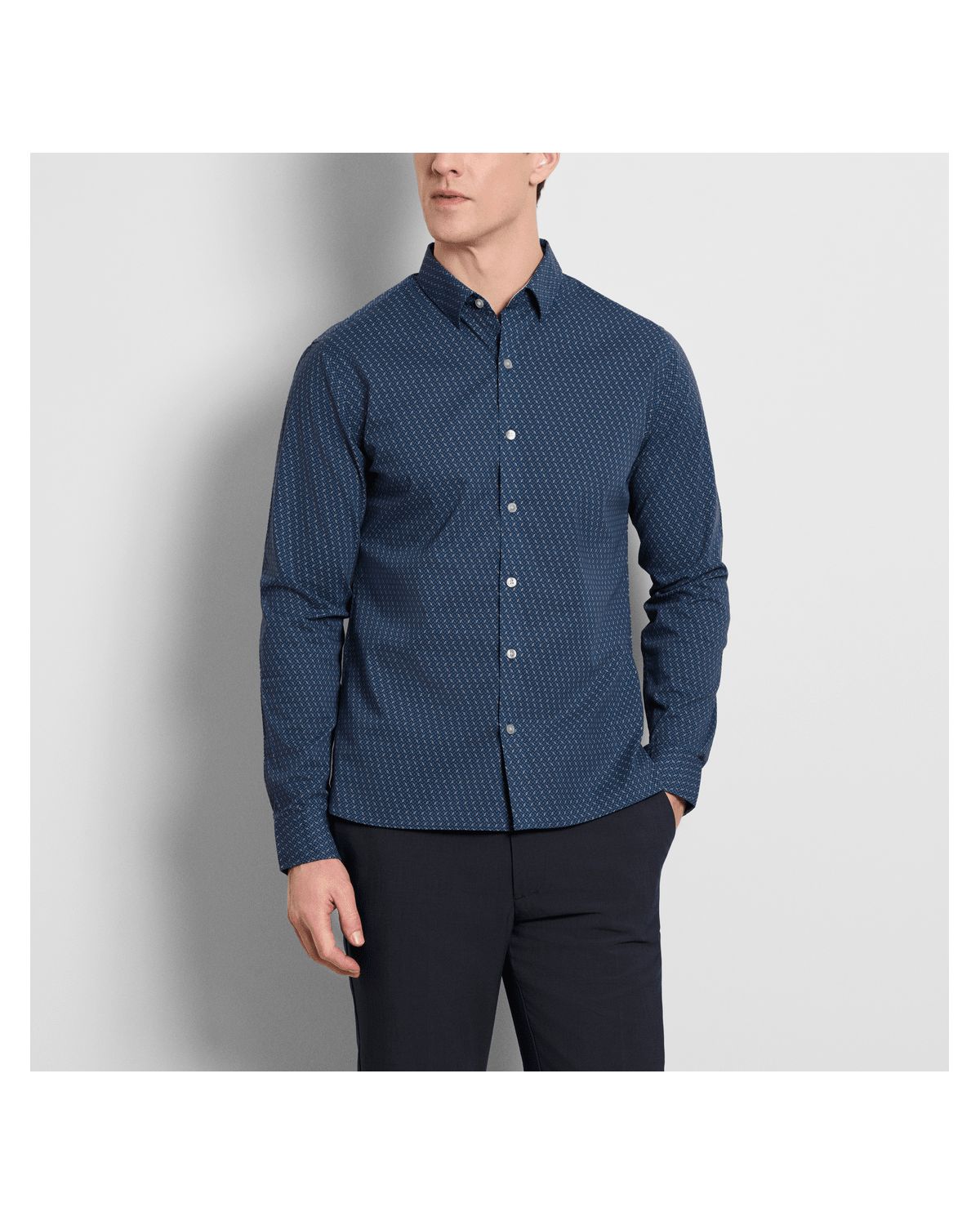 Cronbie Long Sleeve Stainshield  Hbone Shirt