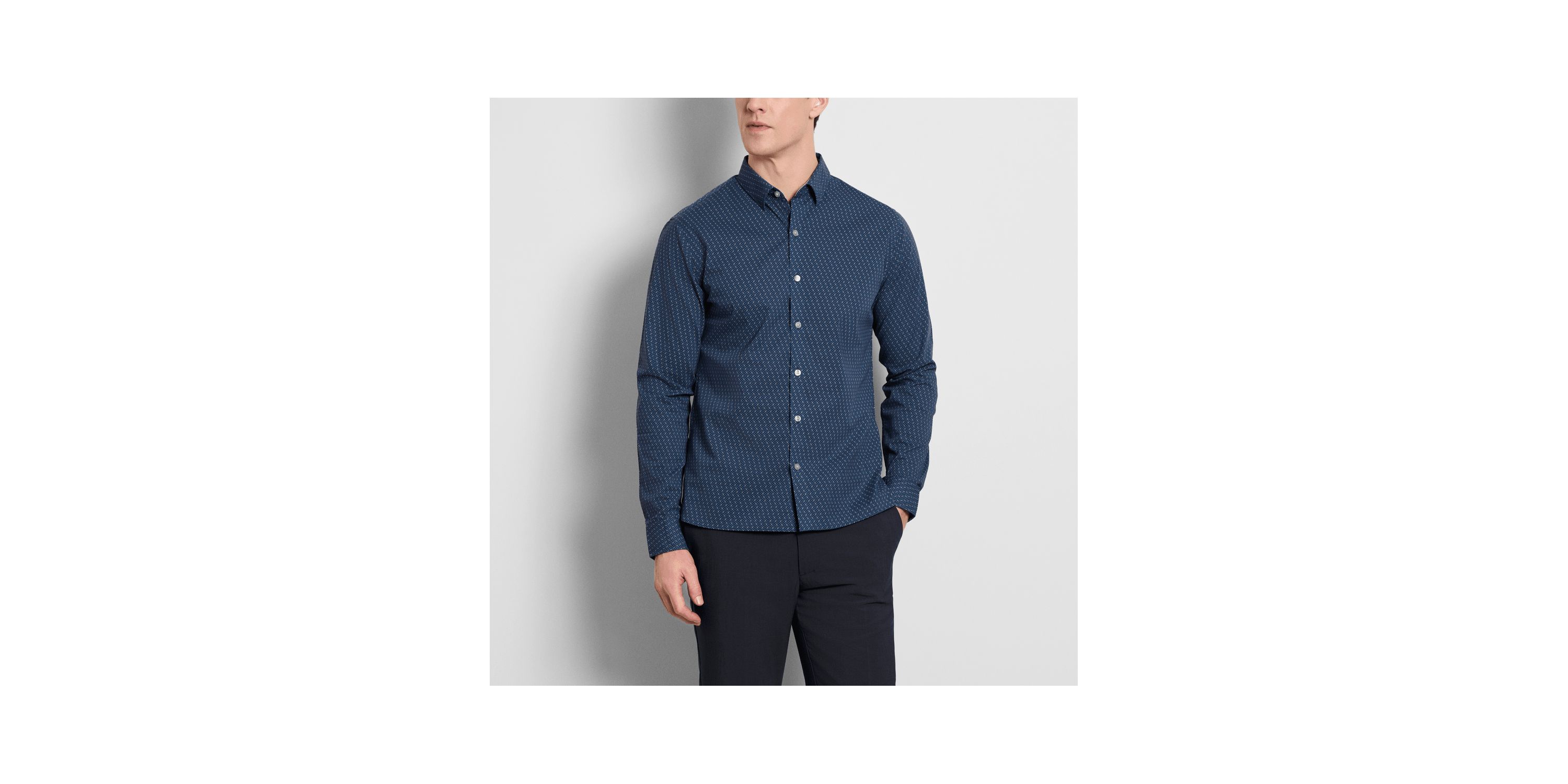 Cronbie Long Sleeve Stainshield  Hbone Shirt