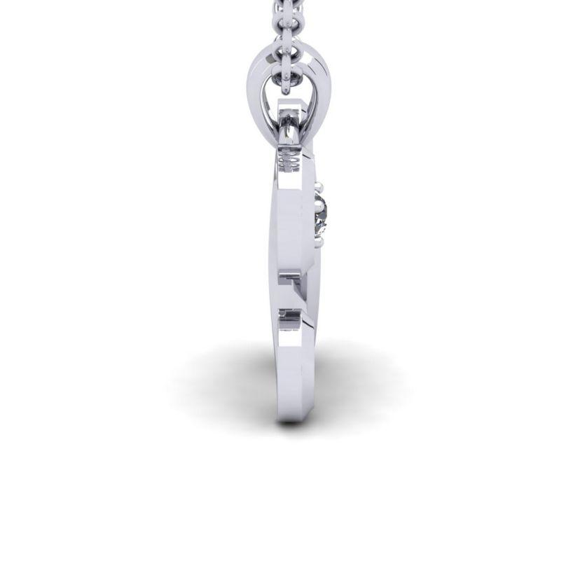 Lab Created Script Initial Necklace With One Lab Grown Diamond, Solid Sterling Silver, All Letters Available