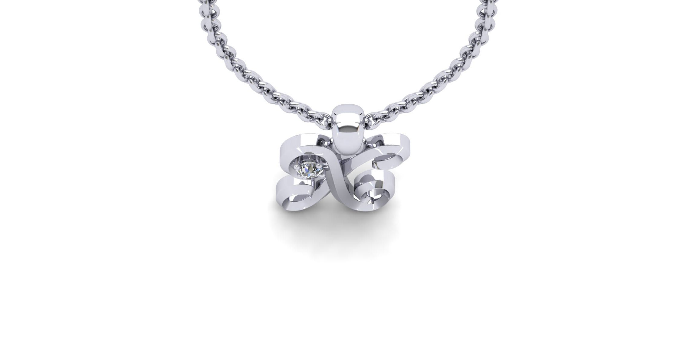Lab Created Script Initial Necklace With One Lab Grown Diamond, Solid Sterling Silver, All Letters Available