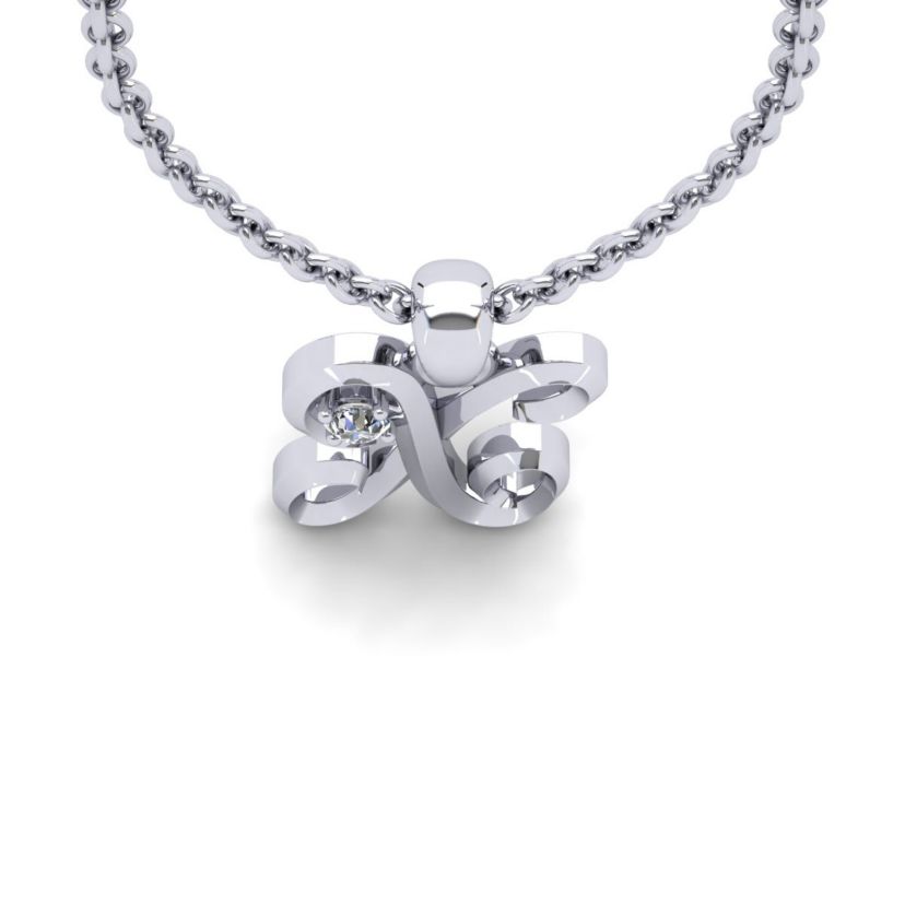 Lab Created Script Initial Necklace With One Lab Grown Diamond, Solid Sterling Silver, All Letters Available