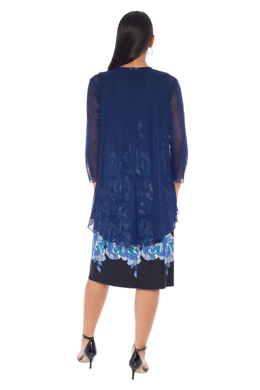 2-Piece Print Scuba Crepe Drs With Jacket
