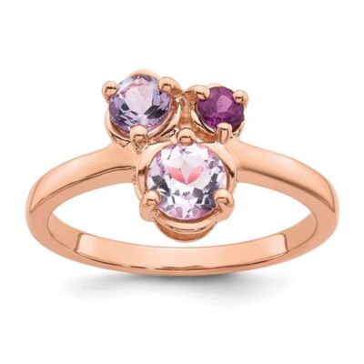 Belk & Co 1/5 ct. t.w. Amethyst, 1/8 ct. t.w. Rhodolite Garnet and 3/8 ct. t.w. Quartz Ring in Rose Gold-plated Sterling Silver, White, 6