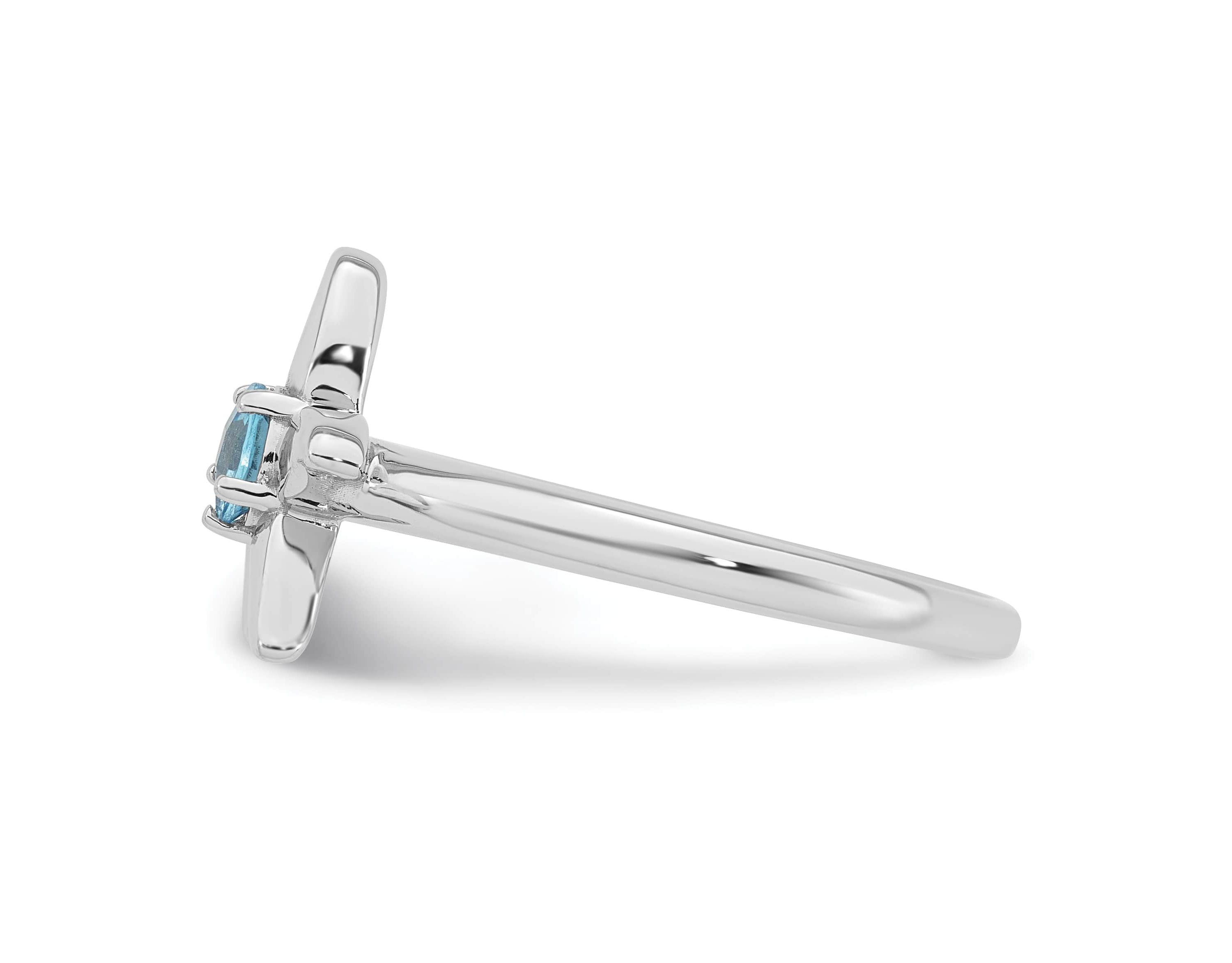 1/4 ct. t.w. Blue Topaz Polished Starfish Ring in Rhodium-plated Sterling Silver