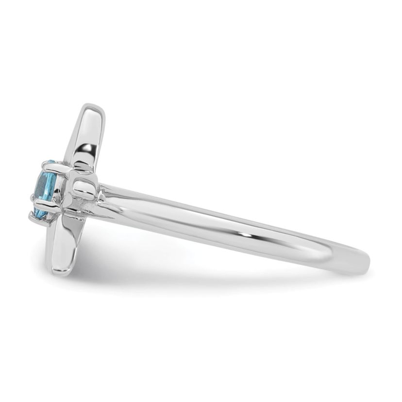 1/4 ct. t.w. Blue Topaz Polished Starfish Ring in Rhodium-plated Sterling Silver