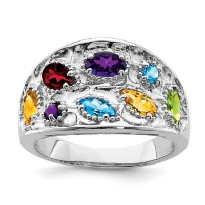 Belk & Co 1/4 ct. t.w. Amethyst, 1/6 ct. t.w. Blue Topaz, 3/8 ct. t.w. Citrine, 1/5 ct. t.w. Garnet and 1/4 ct. t.w. Peridot Ring in Rhodium-plated