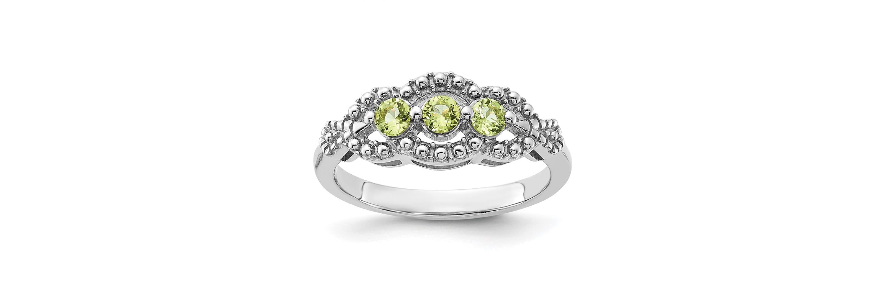 3/8 ct. t.w. Peridot Ring in Rhodium-plated Sterling Silver