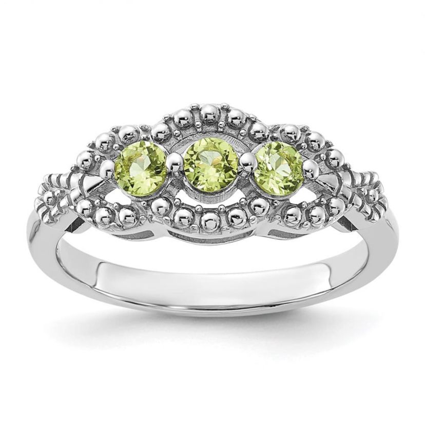 3/8 ct. t.w. Peridot Ring in Rhodium-plated Sterling Silver