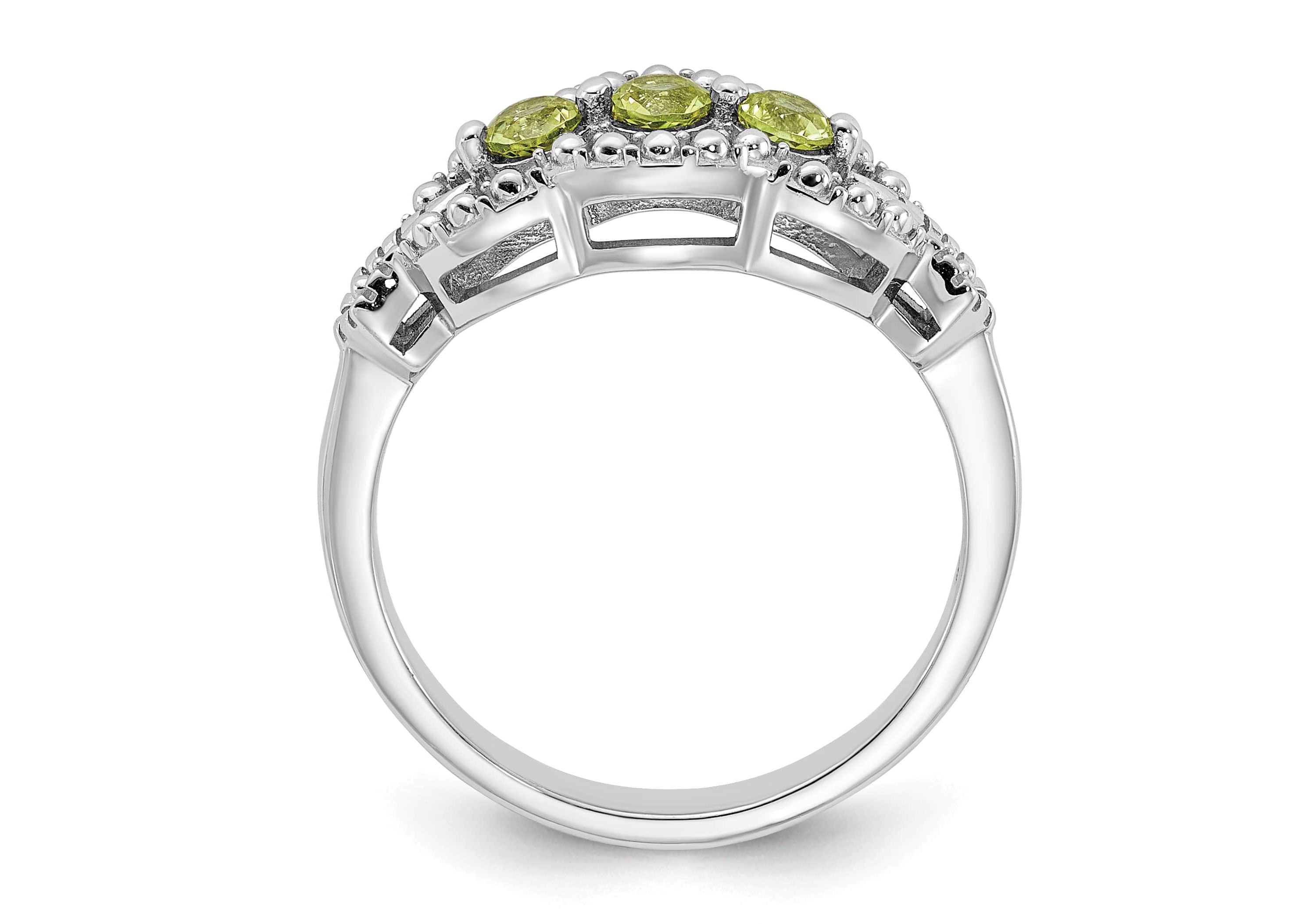 3/8 ct. t.w. Peridot Ring in Rhodium-plated Sterling Silver