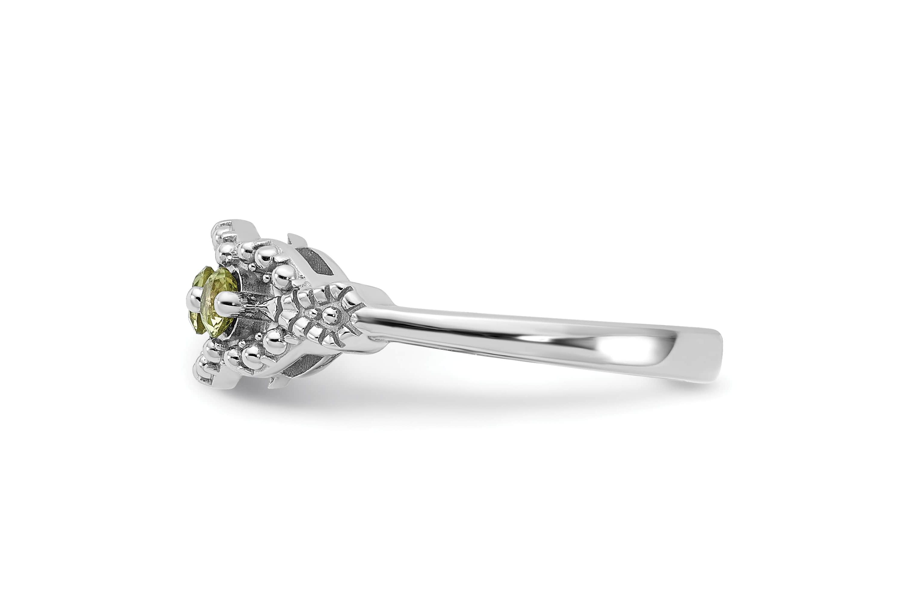 3/8 ct. t.w. Peridot Ring in Rhodium-plated Sterling Silver