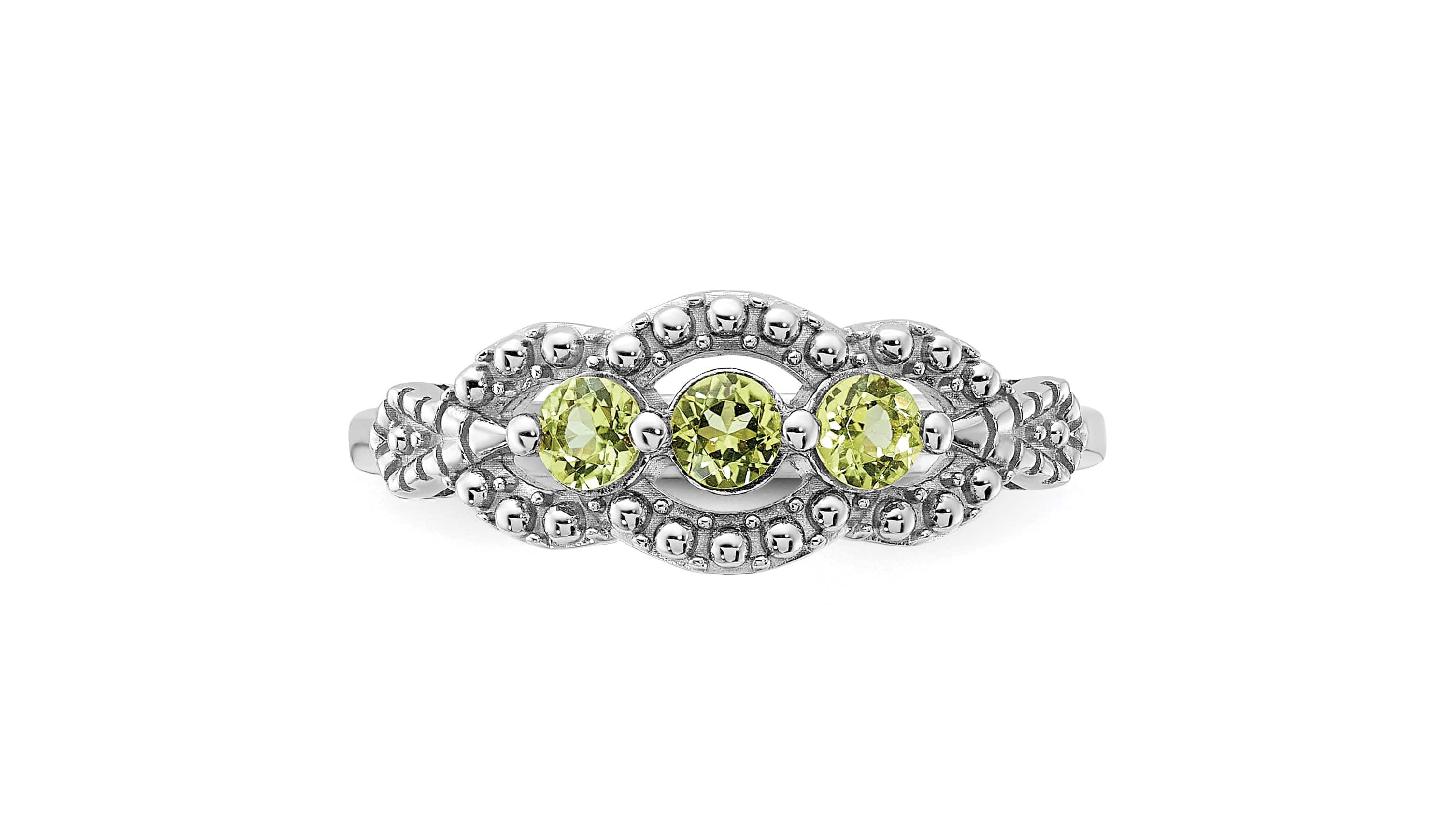 3/8 ct. t.w. Peridot Ring in Rhodium-plated Sterling Silver