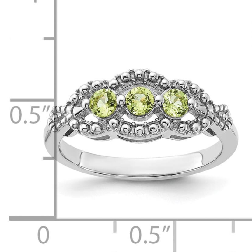 3/8 ct. t.w. Peridot Ring in Rhodium-plated Sterling Silver