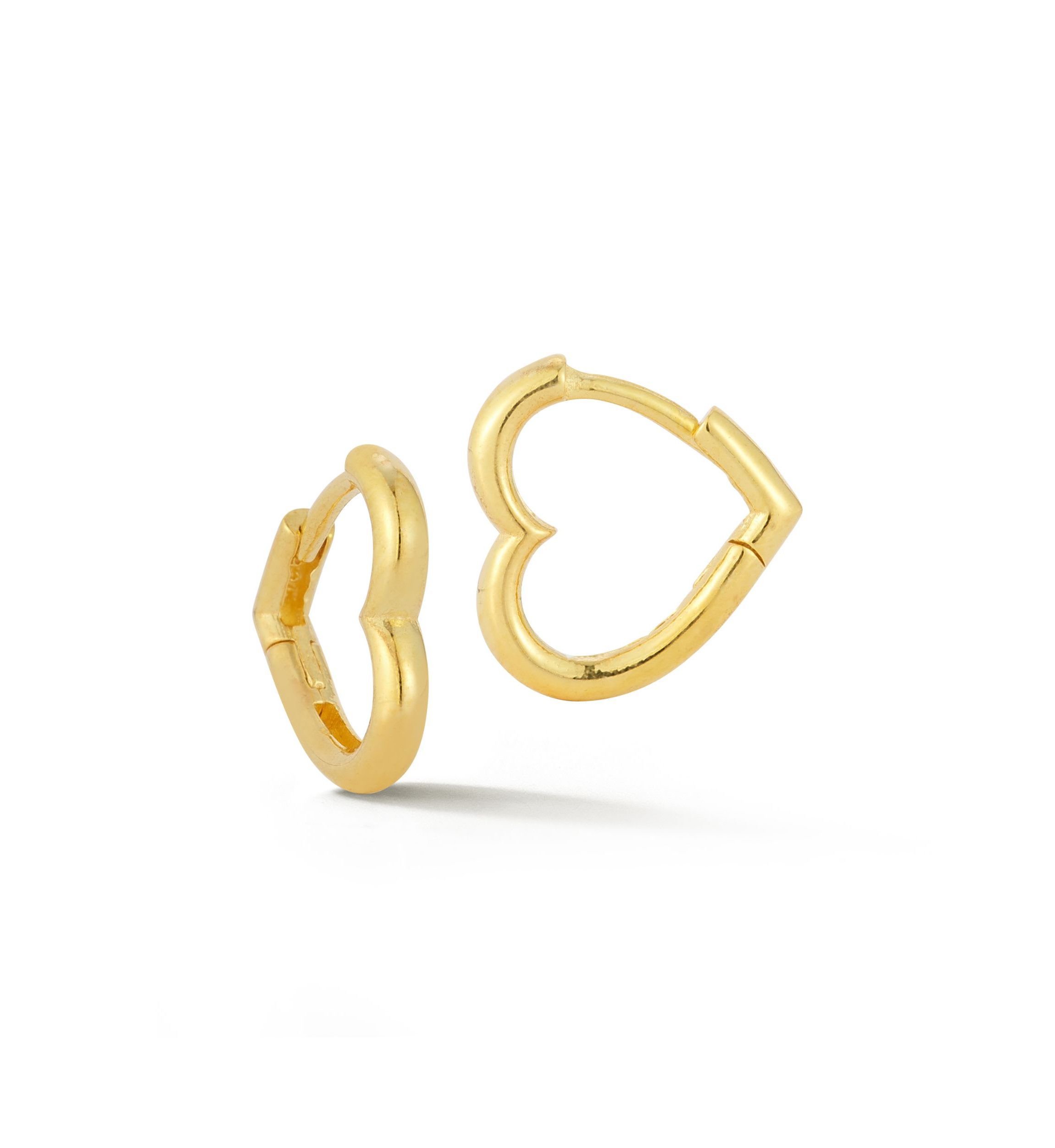 Sterling Silver Small Open Heart Huggie Hoop Earrings