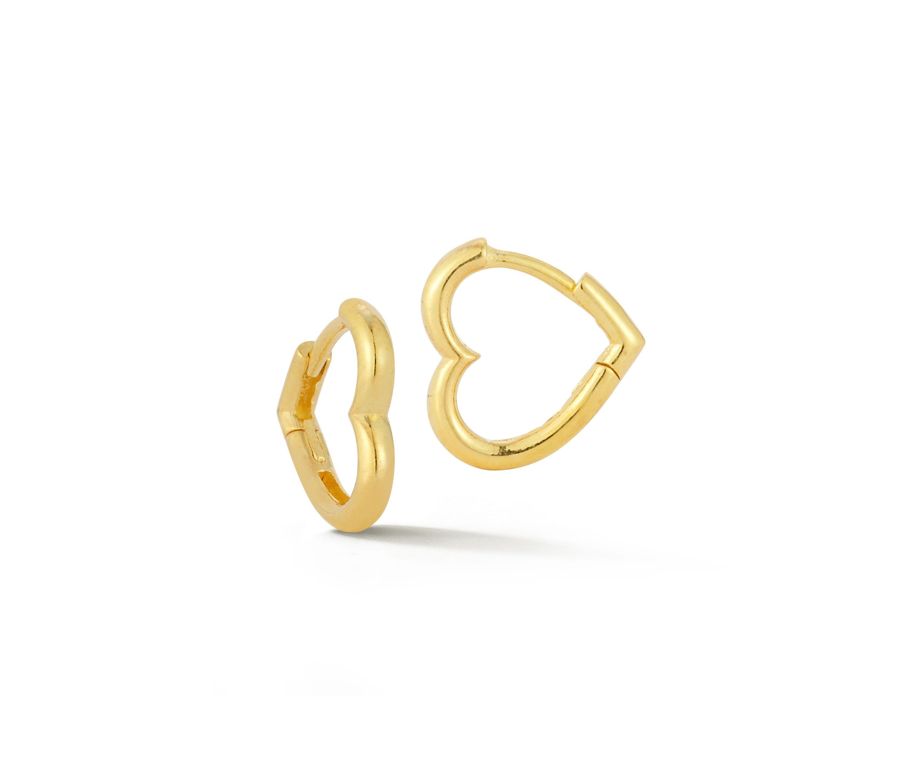 Sterling Silver Small Open Heart Huggie Hoop Earrings