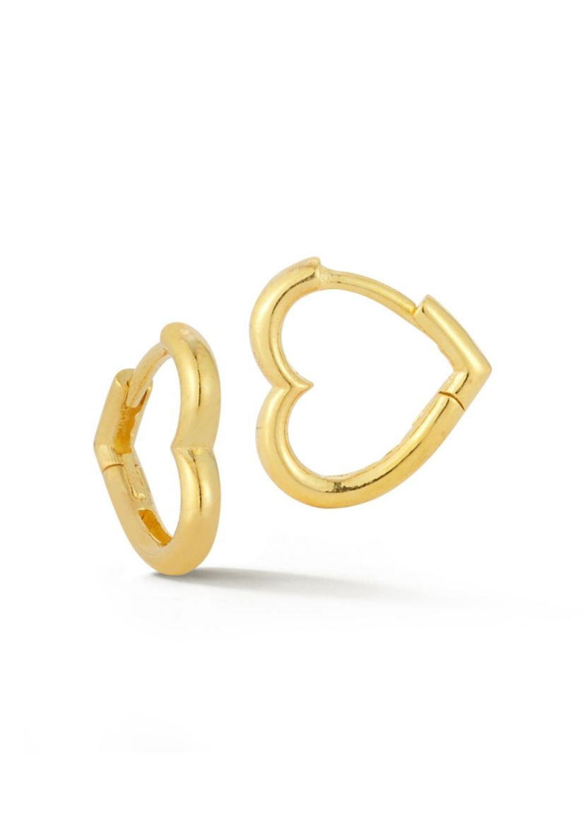 Sterling Silver Small Open Heart Huggie Hoop Earrings