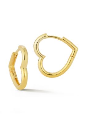 Sphera Milano Sterling Silver Large Open Heart Huggie Hoop Earrings