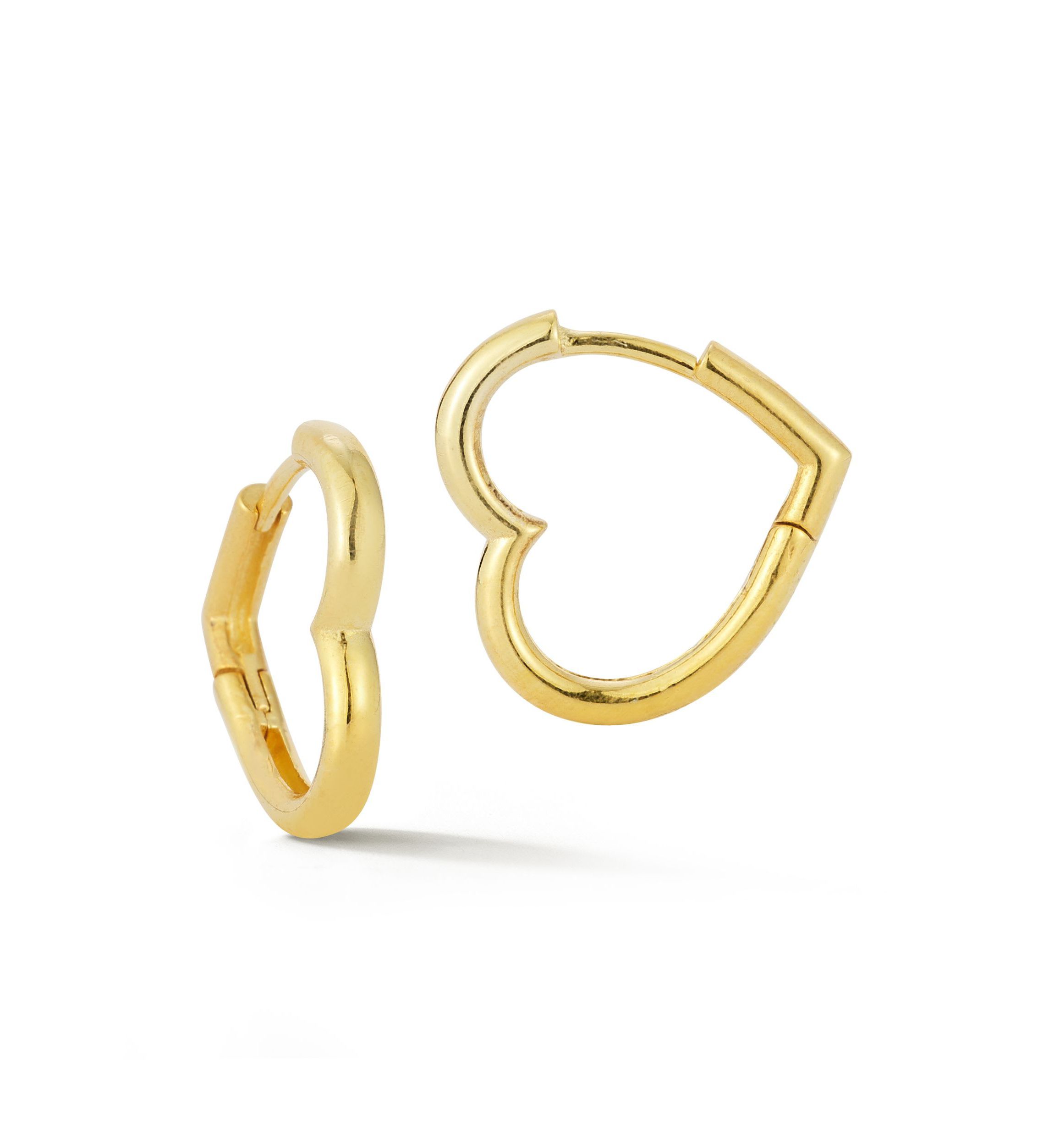 Sterling Silver Large Open Heart Huggie Hoop Earrings