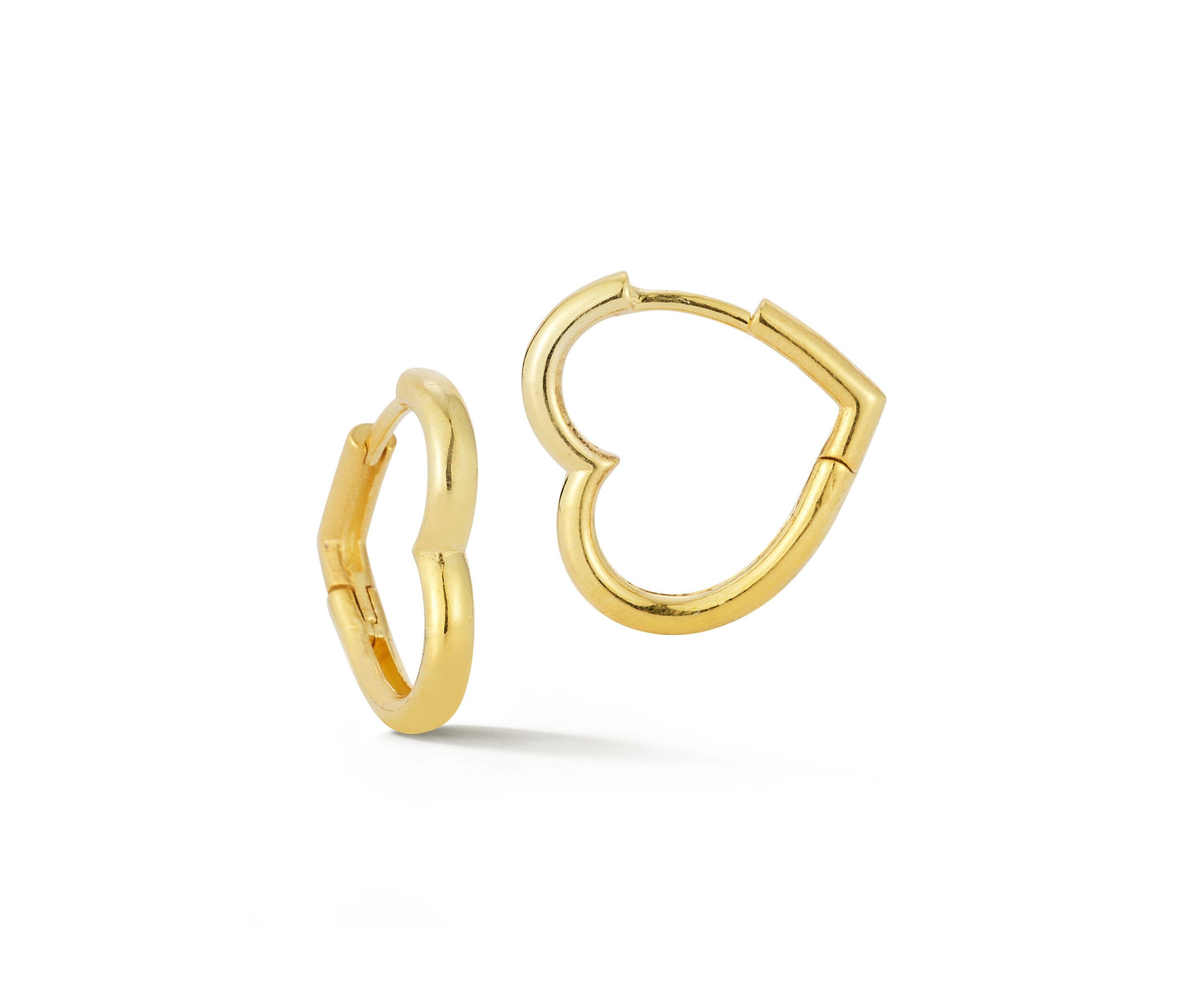 Sterling Silver Large Open Heart Huggie Hoop Earrings